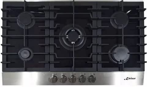 Kaiser KCG 9386 - Placa de gas independiente de 90 cm, placa de gas, gas sobre vidrio negro, vitrocerámica,5 quemadores de alta calidad,3,8 kW Wok,encimera de gas,vidrio negro
