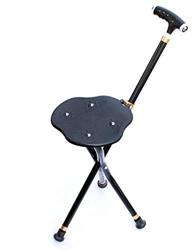 Klappbarer Sitzstock aus Aluminiumlegierung mit Lichtern, höhenverstellbar und langlebig, tragbar, bequeme Griffstangen, rutschfeste Basis, ausgleichende Mobilitätshilfe für Männer/Frauen Interesting