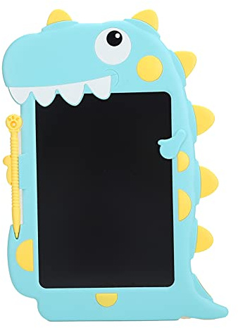 Cartoon-Dinosaurier-Stil Handschrift Elektronisches Board Pad, 8,5 Zoll LCD-Schreibtablett mit Bleistift, Schreibtablett mit Batterie für Kinder, Schüler (Farbhandschrift blau mit gelb)