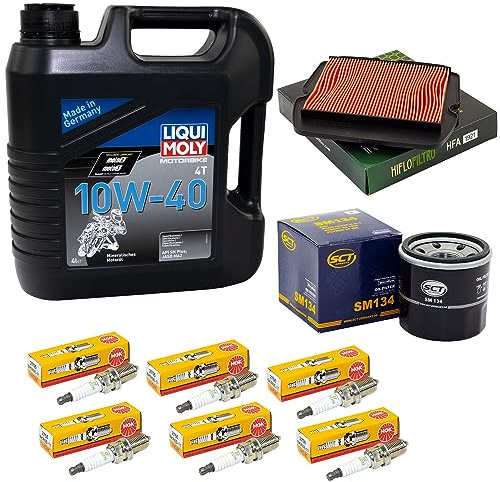 Wartungspaket Öl 4 Liter + Luftfilter + Ölfilter + Zündkerzen für Hon da GL 1800 GL1800 Goldwing SC47 SC68 Bj 2001-2016