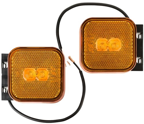 2x LED Umrissleuchte 12-24 Volt 65x65mm mit Halter und Reflektor Orange Positionsleuchte Begrenzungsleuchte LKW PKW Anhänger Wohnwagen