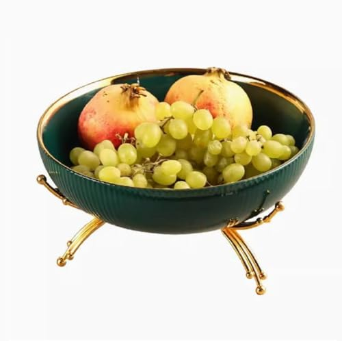 JUNYFFF Frutero De Cerámica, Vintage Cesta De Frutas De Cerámica para Decoración De Cocina, Verduras, Frutas, Aperitivo,Verde