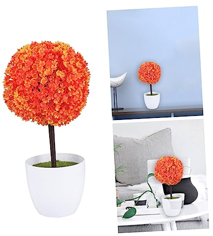 MAGICLULU Künstliche Pflanzen Dekorative Bonsai Kunststoffblume Orange Für Elegante Inneneinrichtung Für Zuhause Büro Und Öffentliche Räume