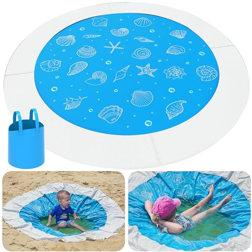 6.5 x 6.5 Ft Baby Beach Pool, 2 in 1 Waterproof Kid Pool and Beach Blanket