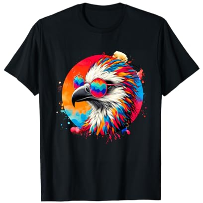 Coole Batik-Sekretär-Sonnenbrille Vogel Illustration Kunst T-Shirt