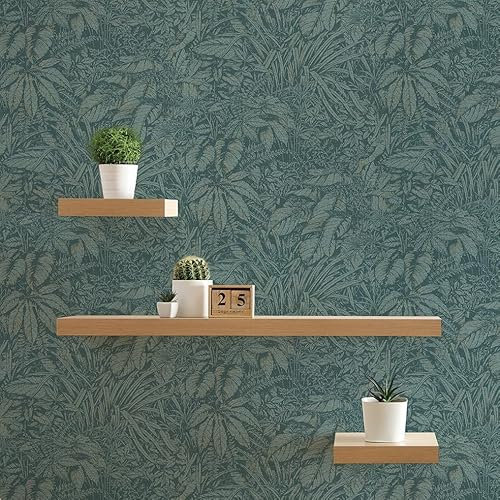 Camilla Botanical Jungle M1-No.11092 Papier peint intissé Bleu pétrole Tadessi 10,05 m x 0,53 m