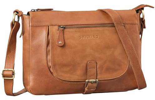 STILORD Odette Leder Handtasche Damen Umhängetasche Vintage Tasche Crossbody Bag Schultertaschen Retro Umhängetasche Frauen Ledertasche Farbe:Rustico - braun