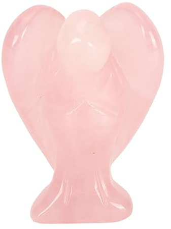 Kuuleyn Kunstkristall-Engelfigur, geschnitzt, Friedensheilung, Taschenengelstatue, Stein für Heimmeditation, für Heimmeditation (Rosenquarz)