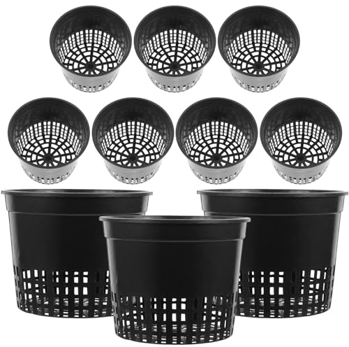 Gatuida Robuste quadratische Netztöpfe für Hydrokulturen – 12,7 cm schwarze Kunststoffgitter-Pflanztöpfe – langlebige Netzbecher mit Schlitzen für Gartenarbeit und Aquaponik, 10 Stück