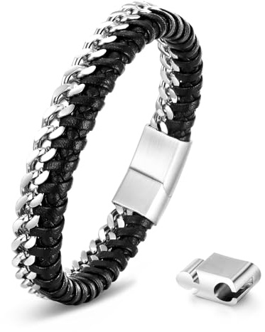 XUANPAI Armband Herren Silber Edelstahl - Silberarmbänder 2 Stück Set Dünne Armbänder für Männer Frauen Hochwertige Cuban Link Schlangenarmband Komfortables Armkette Geschenke für Freund Sohn Papa