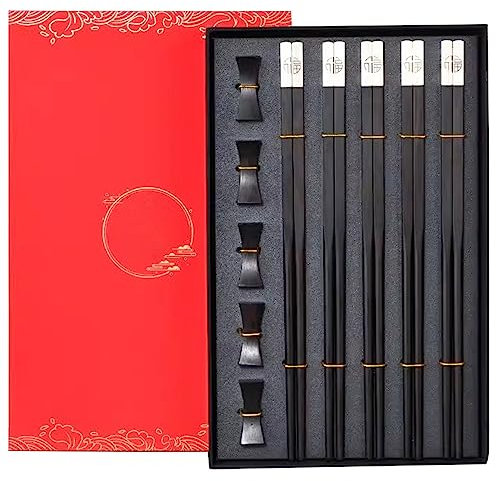 GAROEN Palillos Chinos Palillos Chinos Reutilizables Juego de Palillos Chinos de 25 cm Palillos Chinos Antideslizantes para el hogar Se Pueden reutilizar para Usar Palillos Chinos (F 5 Pares)