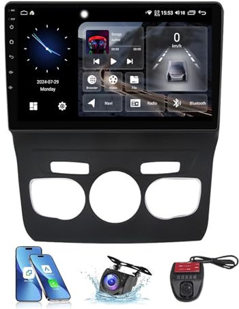 Radio multimedia para coche HYMLMY Android 13 para Ci-troen C4 2 B7 2013-2016 con soporte para radio FM RDS, pantalla táctil QLED de 9 pulgadas, navegación GPS, DSP integrado, Bluetooth CarPlay 4G LTE