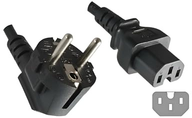 DINIC Stromkabel, Netzkabel Schuko auf Warmgerätestecker C15, VDE (Schwarz, 5,00m)