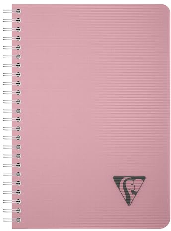Clairefontaine 327504C - Spiralbuch Kladde Linicolor Essence, DIN A5 14,8x21 cm, 90 Blatt kariert, 90g, Einband aus gerilltem PP, Rosa, 1 Stück