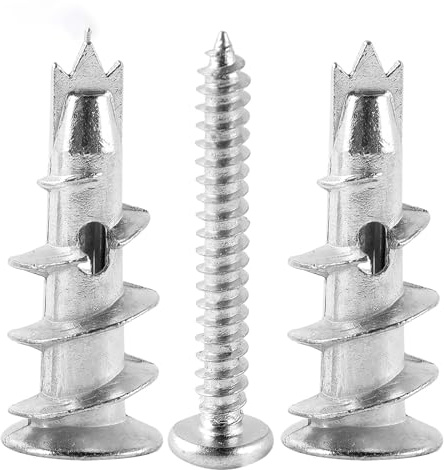 Tacos Pladur, Regerly 50 Piezas Tacos Pladur con Tornillos Pladur Autoperforantes Tacos para Pladur in Metálicas Metal Tornillos para Pladu para Fijación En Placas De Yeso Hormigón Ladrillo