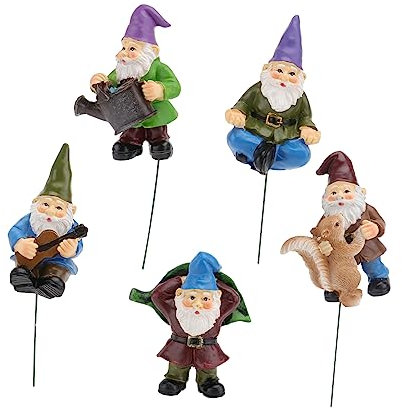 OFFSCH 5pièces Ornements Nains Résine Décoration Jardin Miniatures sans Odeur Décor Gâteau Petit Nain pour Plein Air
