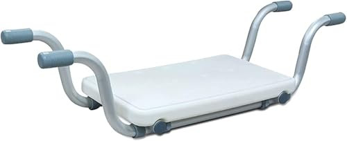 Sgabello da Doccia 3 in 1,OJTOJT Sedile per Vasca da Bagno Allungabile Sedia per Vasca da Bagno 72-82cm Sedia da Doccia Portata 130 kg Sedile Sospeso in Alluminio Seduta Vasca per Anziani