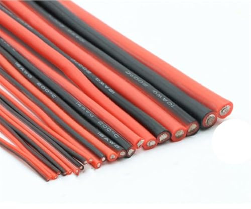 Canalina for cavi elettrici Solido 1 Metri 10 Metri Cavo connettore for lampada 30AWG a 8AWG Nero Rosso 2 Pin Morbido silicone Gomma Rame Connettore for cavi elettrici (Dimensioni: 10 metri, Colore: 8