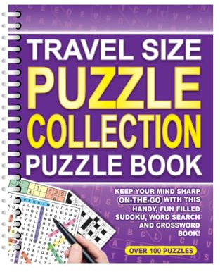 Sixstore A5 Spiral Bound Travel Size 3 in 1 Sudoku, ricerca parole, cruciverba, libro di raccolta di cruciverba, viola