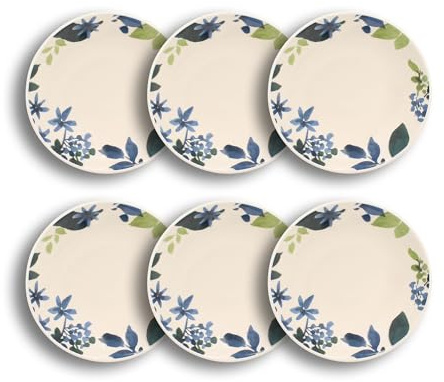 NOVASTYL - Lot 6 assiettes creuses bleuet 20.5cm en grès - 2614526