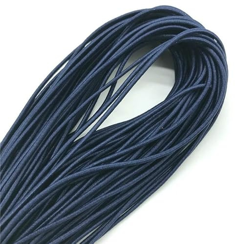 Banda elástica redonda de 5 yardas y 2 mm de colores, de alta elasticidad, para costura, color azul marino