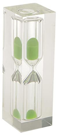 Acrylic Clear 3 Minute Sandglass Teaching Game Teeth Brushing Timer Green, 2.5x2.5x8 cm