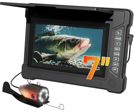 ESANHAO Sonde de pêche Caméra sous-Marine de pêche avec écran HD 7, Vision Nocturne Infrarouge Grand Angle, IP68 étanche, pour pêche en mer, lac, rivière et Glace