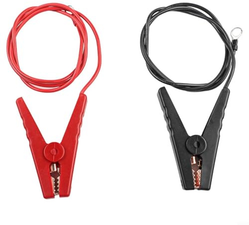 Pumixiy Kit di accessori per recinzione elettrica: coppia di fili rossi e neri da 90 cm con clip a coccodrillo per caricabatterie per recinzione solare e cavo di avviamento, animali da giardino e