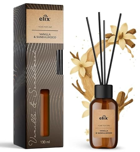 ELIX - Raumduft Diffusor Leather Tuberose - Elegant Modern Zimt Orange - 125ml Duftstäbchen (Vanilla & Sandalwood)