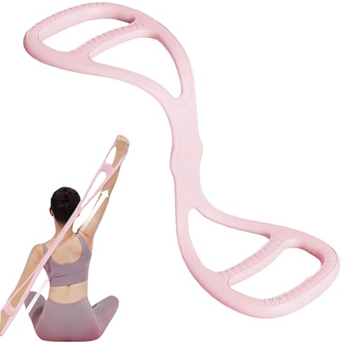 OHYER 1 Stück Figure 8 Widerstandsbänder Weiches Sandpulver Pilates Squat Brust Expander Silikon Griff Fitness Zugseil für Schulterübungen, Fitness, Stretch-Muskeltraining für Flexibilität & Kraft
