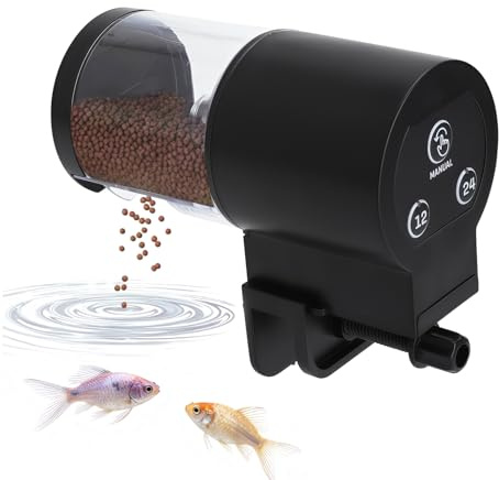 Futterautomat Aquarium Fischfutterautomat, Automatische Fütterung mit 7 Stufen & 100ml Großkapazität mit Feuchtigkeitsdichter Abdeckung Geräuscharm für Büro Zuhause & ältere Nutzer geeignet
