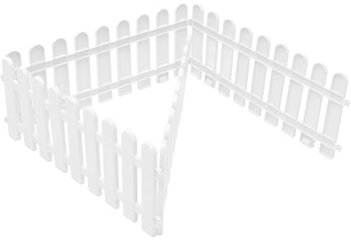 MAGICLULU Lot de 4 Petites Clôtures Blanches en Plastique pour Jardin, Panneaux Décoratifs Renforcés 50x20 Cm, Bordure Paysagère Légère et Réutilisable pour Pelouse, Cour et Jardin