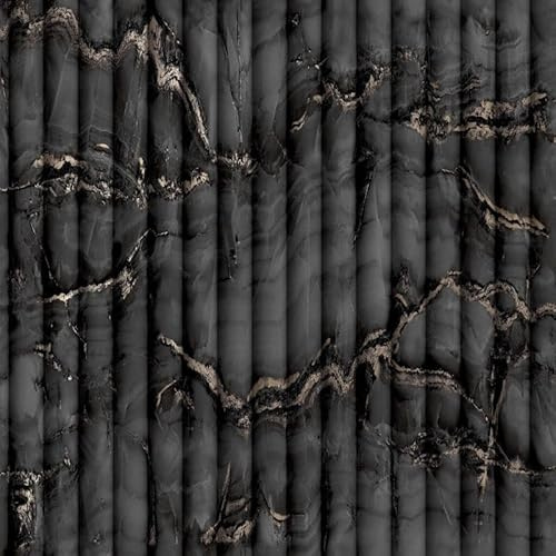 Fine Decor FD43973 Bianco Fluted Marble Wallpaper, Charcoal