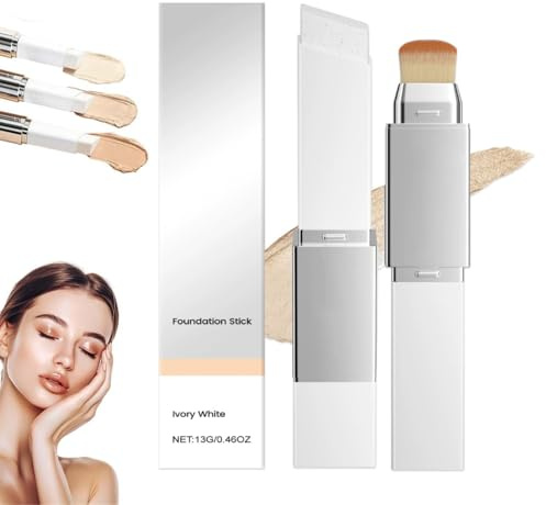 Facelove Foundation Stick, 2-in-1 Foundation Stick mit Pinsel, Veränderbares foundation-duo mit lsf 15, 12 Stunden Halt und Natürlicher,Feuchtigkeitsspendender für Alle Hauttypen (Elfenbeinweiß)