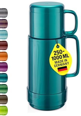 ROTPUNKT Isolierflasche 0,25 L mit integriertem Becher - Hochwertige Isolierkanne Made in Germany I Bis zu 24 h heiß & 36 h kalt (Andreas 80, Shiny Hummingbird)