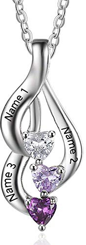 Personalisierte Sterling Silber ketten mit Simulierte Birthstone Halskette Echt Silber Gravur für Frauen halskette für mama mit gravur…
