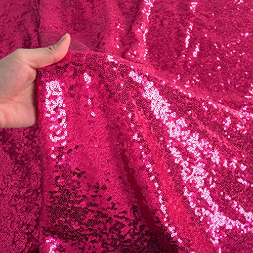 ShinyBeauty Glitzer-Paillettenstoff, 92 cm, Fuchsia, gesteppt, Flip-Pailletten, Polyester-Stoff für Damen, Kleid, Party, Tischdecke, Kleidung, glitzernd