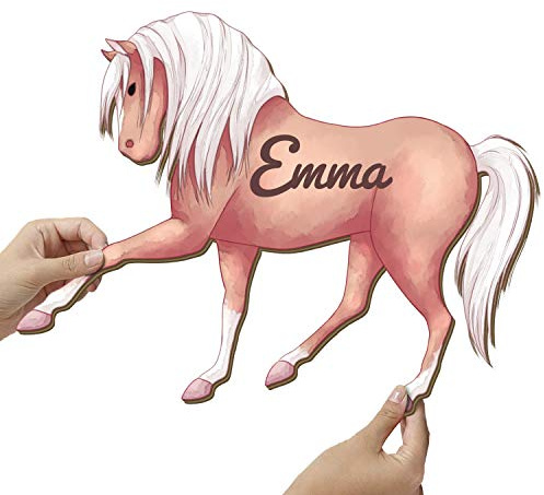 Elbeffekt Pferde Geschenk Aus Holz - Personalisierbares Geschenk - Zimmer Deko Für Mädchen Und Teenager - Jugendzimmer Deko - Wandtattoo Pferd - Individuell Aus Echtholz