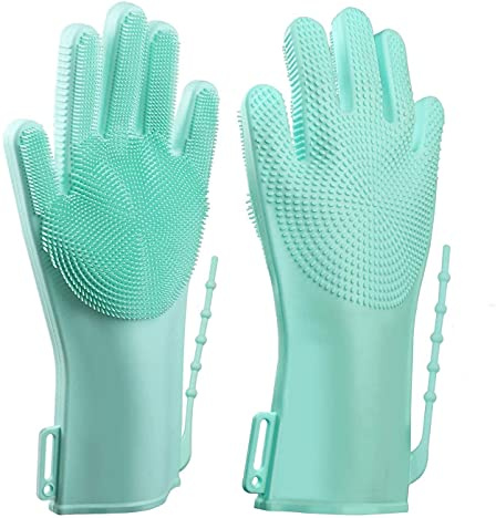 ALCIONO Dishwashing Gloves Reusable Silicone Cleaning Gloves with Scrubber, Dish Washing Sponge Gloves Great for Washing Dish, Kitchen. (1 PC)