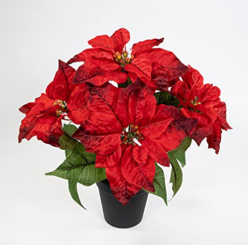 Seidenblumen Roß Weihnachtsstern 36cm rot im Topf LM künstliche Blumen Kunstpflanzen Kunstblumen Poinsettie