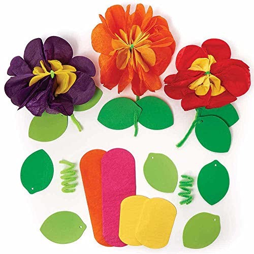 Baker Ross FC745 Blumen Seidenpapier Bastelsets - 6er Pack, Buntes Bastelpapier Set für Kinder und Erwachsene zum Basteln