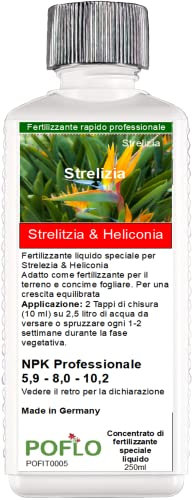 POFLO Fertilizzante Strelitzien Fertilizzante Helikonien, fertilizzante liquido Premium della linea Profi (250 ml)