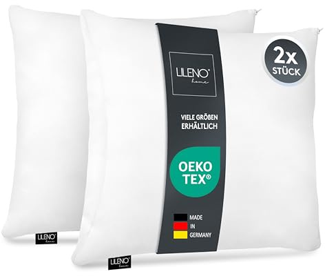 LILENO HOME Juego de 2 cojines de microfibra de 50 x 60 cm lavables hasta 95 grados con cierre de cremallera – Cojín de 50 x 60 cm como relleno de cojín para la cama o como cojín decorativo, cojín