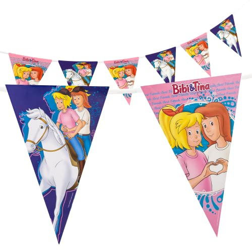 Party Factory `Bibi & Tina´ Wimpelkette Papier mit 10 Wimpeln, Länge ca. 5 Meter, Party Girlande, Geburtstagsdeko, Mottoparty