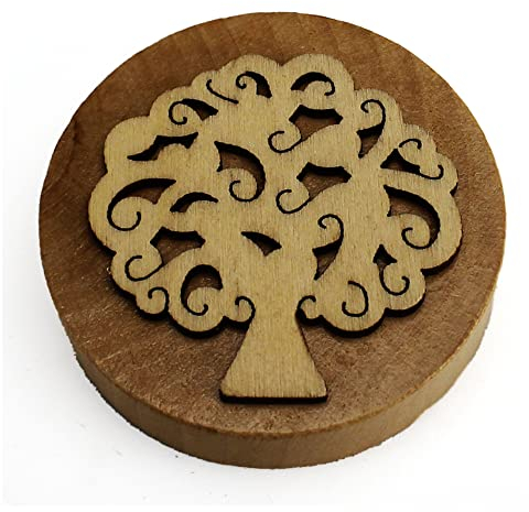 DLM 32758 (Kit 12 Pezzi) Apri Bottiglie Apribottiglie con Calamita Moderno Design Tondo in Legno + Scatolina in bambù Life Tree Albero della Vita Nozze Matrimonio Battesimo Comunione bomboniera