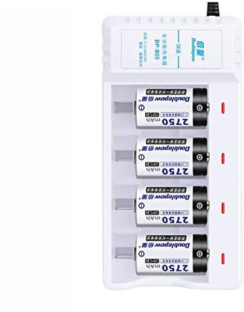 MNB Batería n.º 2 LR14 de Alta Capacidad Tipo C 2 Batería Recargable Juego de Cargador de batería n.º 2 4 Piezas de Gran Capacidad