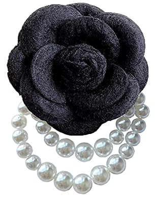 IMINI Brosche aus Wolle, Kamelie, Blume, Perlen, Quaste, Stoff, Blumen, klassisch für Hochzeit, Party, Tanz, Bankett, für Damen, elegante Anstecknadeln, Pink