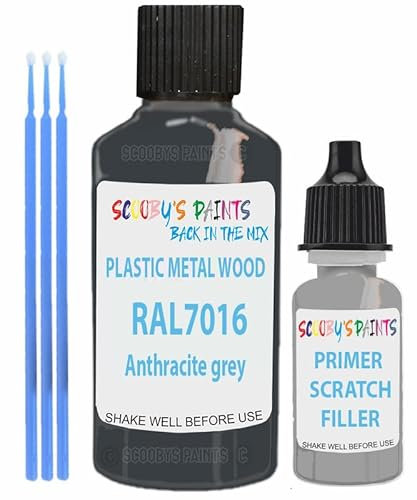 RAL Repair Touch Up Paint for scratch/chip PVC,UPVC,Metal,Plastic,Wood,kitchen,appliances,interior,exterior,porcelain application- Gloss Finish with anti-rust primer (Ral7016 Anthracite Grey)