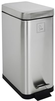 SVITA STM10 - Poubelle à pédale - 10 l - Avec seau intérieur - Couvercle Softclose - Pédale - Rectangulaire - Argenté