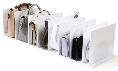 TaoQ C 10 Stück Tasche Geldbörse Organizer für Schrank, Verstellbarer Regalteiler für Schrank, Handtasche Regalteiler Acryl Handtasche Separatoren für Schlafzimmer Schränke Bücherregal, Weiß